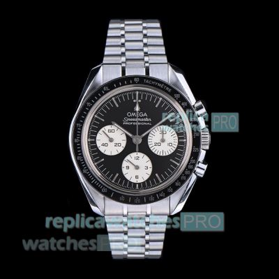 N1 Factory Swiss Replica Omega Speedmaster Stainless Steel Watch with Black Dial 42mm 